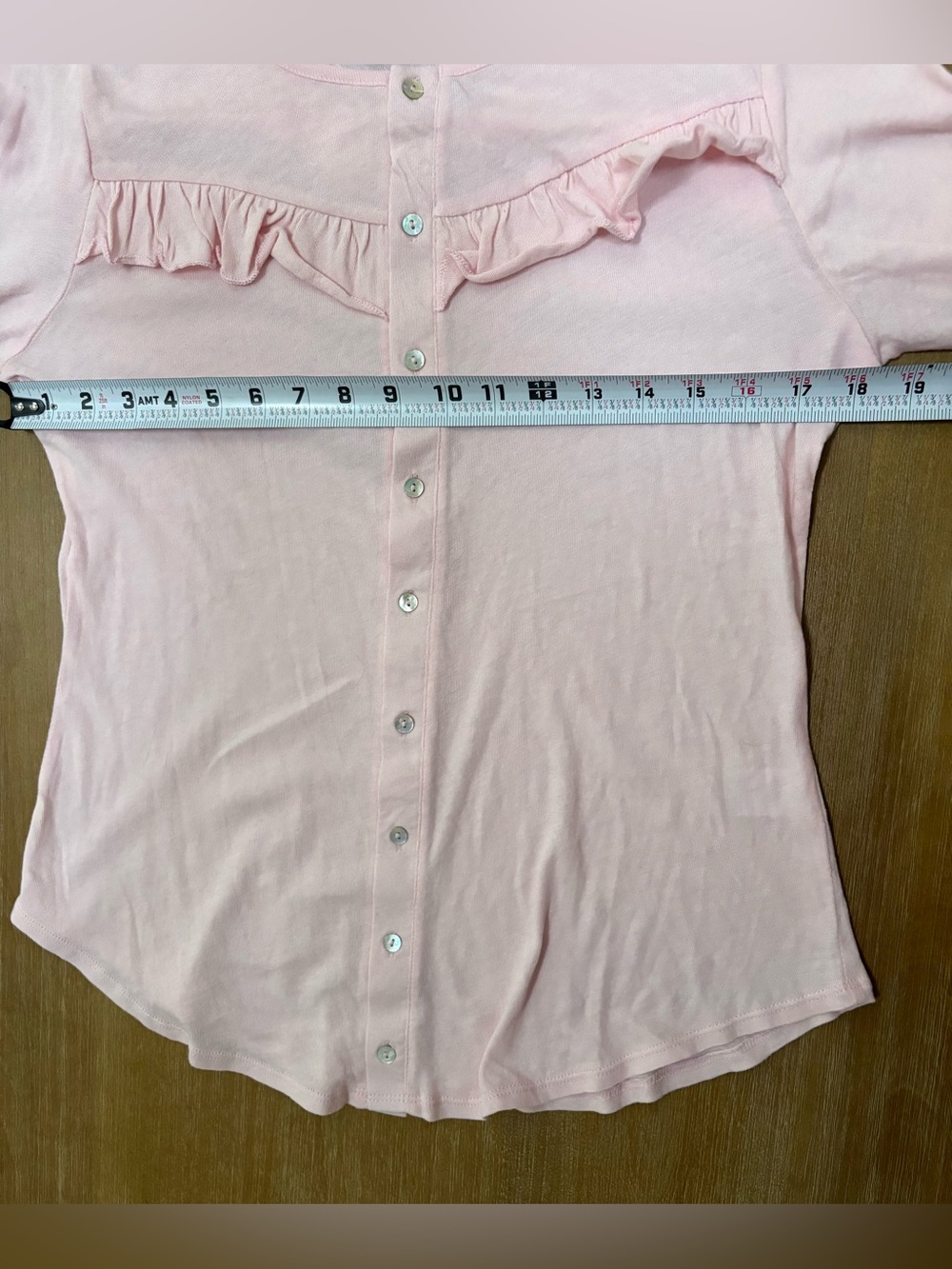 Chaser Pale Pink Ruffle Button-Down Top - Picture 9 of 12